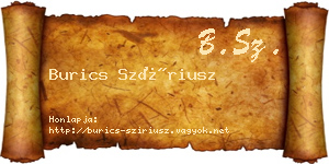 Burics Szíriusz névjegykártya